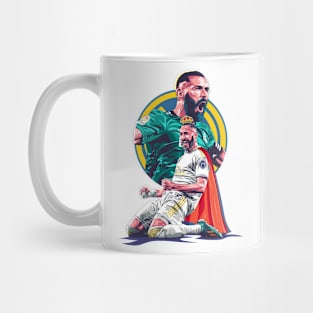 Benzema Reigns: Illustrating the Majesty of a Football King Mug